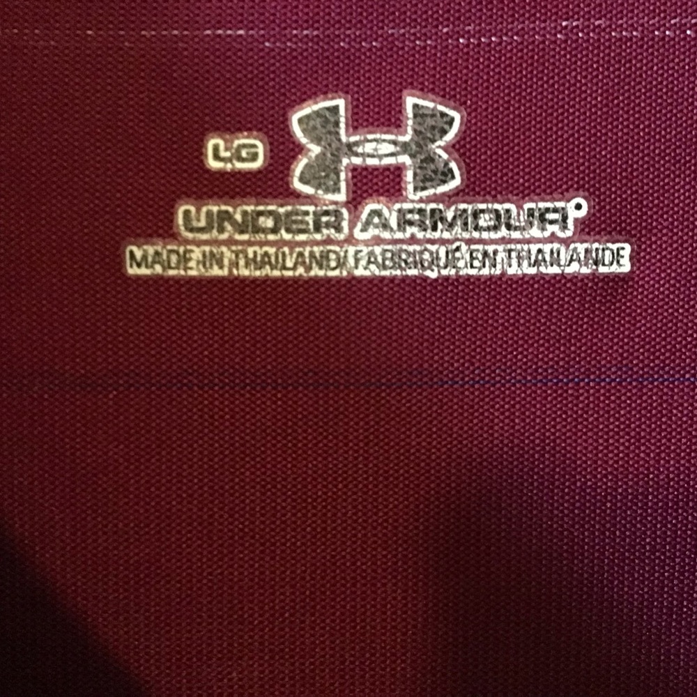 UA Men's Burgundy Striped Polo - Picture 2 of 8